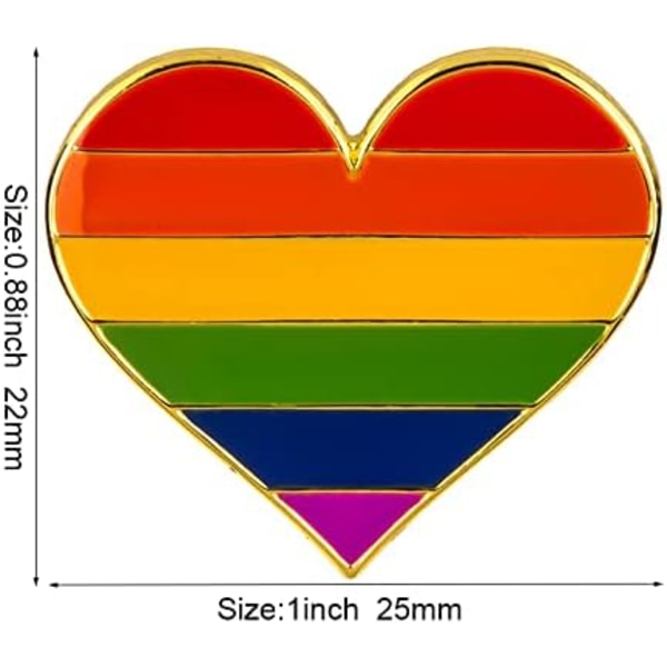 5-pack Bisexuell stolthet hjärtformade knappnålar broscher flaggmärke brosch Rainbow 5pcs