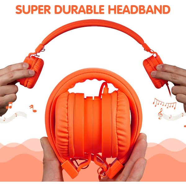Foldbar hodetelefon, On-Ear Audio Justerbar Lett Hodetelefon for Mobiltelefoner Smarttelefoner Iphone Bærbar Datamaskin Mp3/4 Øretelefoner (Oransje)