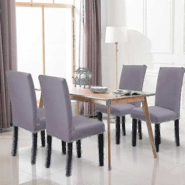 4-pakning spisestuestoltrekk, stretch, avtakbare, vaskbare Light gray