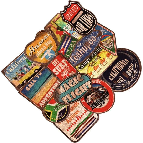 Vinyl Vintage Frimärksklistermärken Retro Resesklistermärken Vattentäta Dekaler Klistermärke för Bagage Skateboard Laptop Resväska Stic