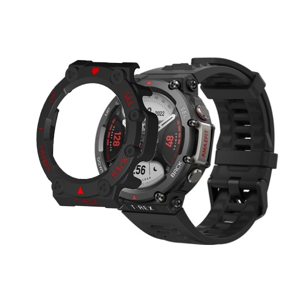 2-i-1 beskyttelsesveske + skjermbeskytterglass for Amazfit T Rex 2 Trex 2 Smart Watch Bumper