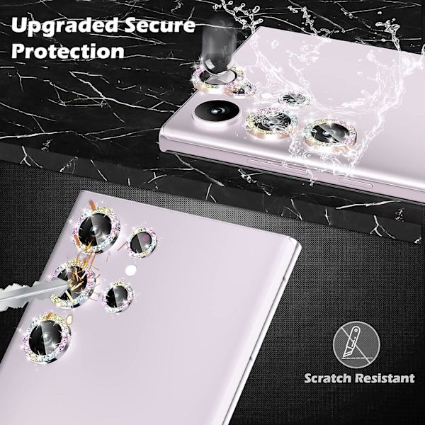Kameralinsebeskytter til Samsung Galaxy S24 Plus, Skinnende HD Hærdet Glas Aluminiumlegeringsring, Bagskærmskamera Dækfilm Colorful