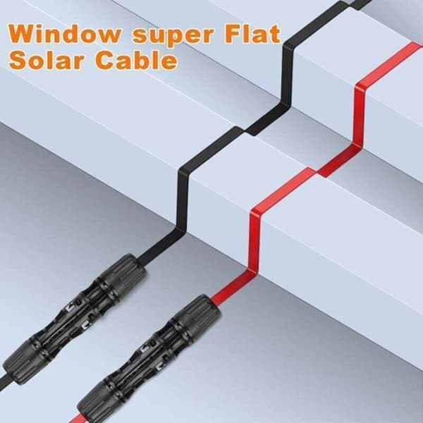 4mm² platt solpanelkabel; flexibelt IP67 solcellsförlängningspar; röda/svarta kontakter och kopplingar