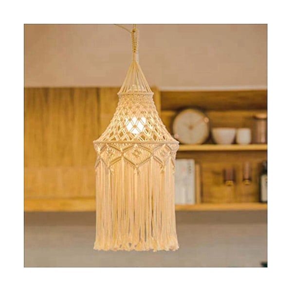 Nordic Macrame Woven Tapestry Lampshade Boho Hanging Lamp Cover Ceiling Pendant Light For Home Bedr