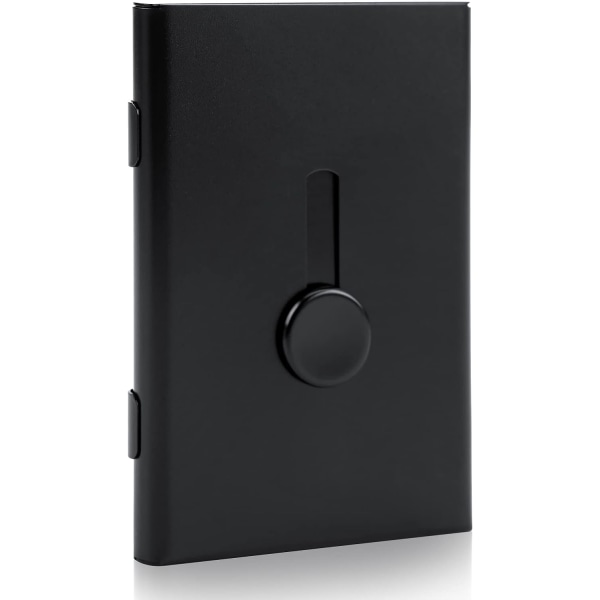 Visittkort, holder Bærbar kortbeskytterveske Aluminiumslegering slank kortlommebok Automatisk pop-up-lomme visittkortveske (svart)