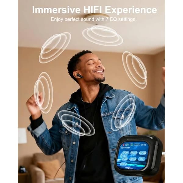 Smarte Touchscreen Høretelefoner – Bluetooth 5.4 Trådløse – LED Display – ANC/ENC Støjreduktion – Sort