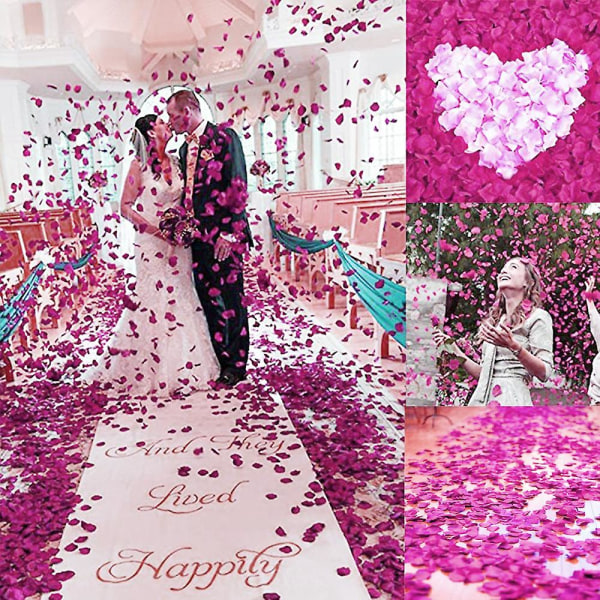 1000 st konstgjorda rosblad för bröllopsdekorationer, romantisk natt, alla hjärtans dag, evenemang Vit Dark purple
