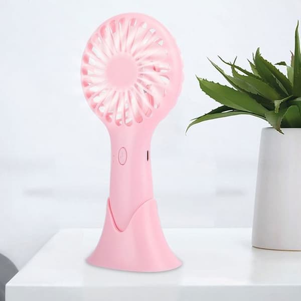 Lyserød mini bærbar ventilator med 3 hastigheder, ideel til hjem og kontor - AquaForge