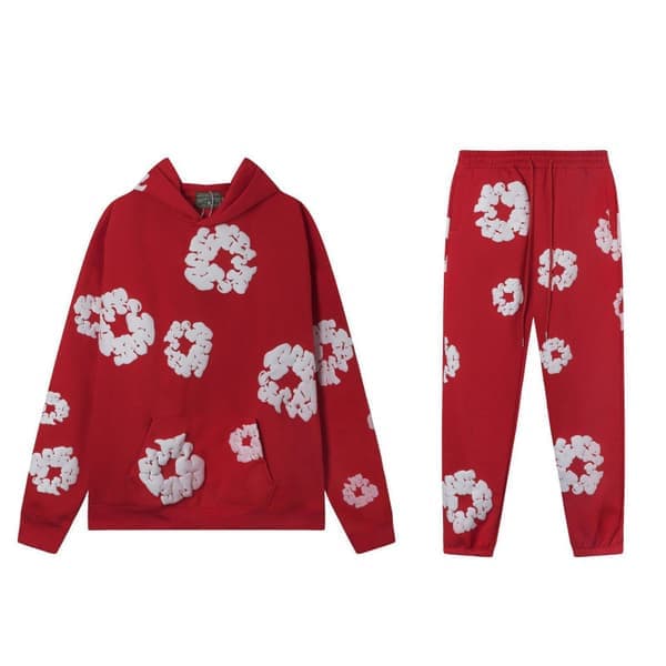 Hettegenser sett Denim Tears Hettegenser og Buksesett Red S