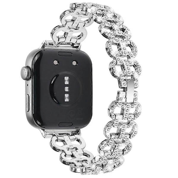 Metallinen ranneke Huawei Watch Fit 3 -kelloon, kurpitsanmuotoinen strassikoristeltu vaihtoranneke Silver