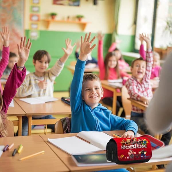 Pennal – Dobbelt rom – Stor kapasitet – Skolepennal – For gutter