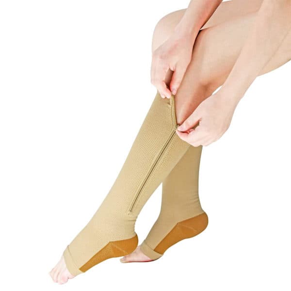 Kompresjonsstrømper med glidelås for kvinner og menn Beige S/M Beige S/M Beige S/M