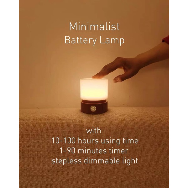 Timer Natlampe, Lille LED Soveværelseslampe, Sengebordslampe, Natlampe Børn, Baby Amning, Træstruktur, Dæmpbar, Varm Stemningslys Farve
