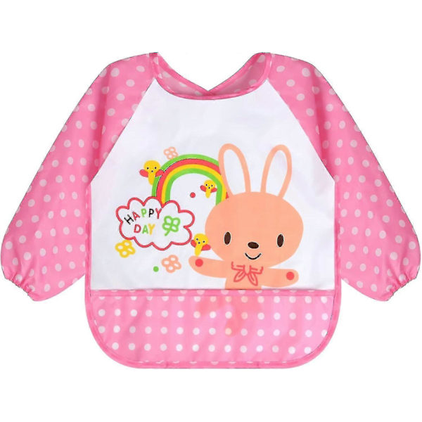5-pack Långärmade Bebis-Släpkläder, Vattentäta Ärmar, Småbarns-Släpkläder för 6-36 Månader 4pcs-pink Yellow Closure-6-36 months