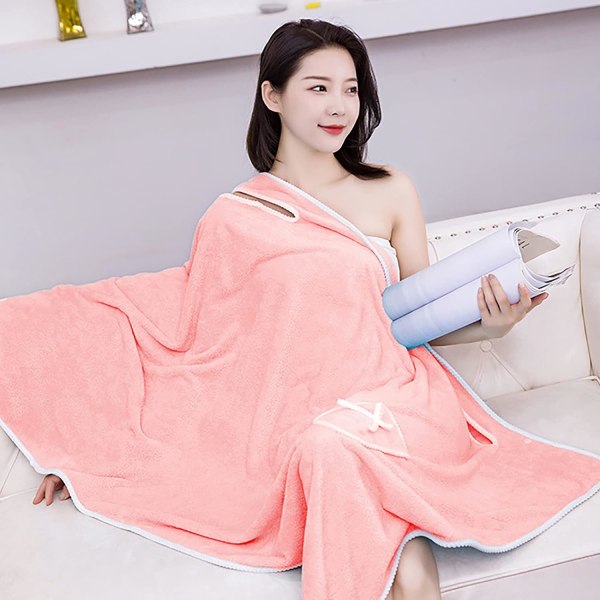 Varmt Bärbart Badlakan Wrap Mjukt Fluffigt Hög Vattenabsorberande Duschöverdrag Kvinnor Bad Wrap Handduk