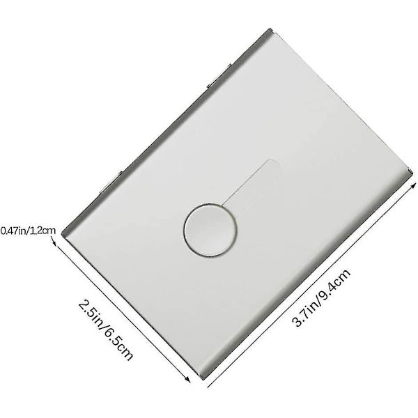 Rostfritt stål metall bärbar hand push visitkortshållare (silver)