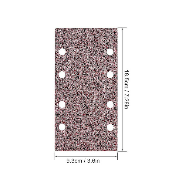 Pakke med 40 slibepapir 93 x 185 mm med 8 huller til excentersliber korn 40/60/80/120
