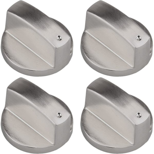 Gasknapp, 4 stycken metall 6 mm universell silver gasspisadapterknapp kontrollbrytare matlagningskontroll ytlås