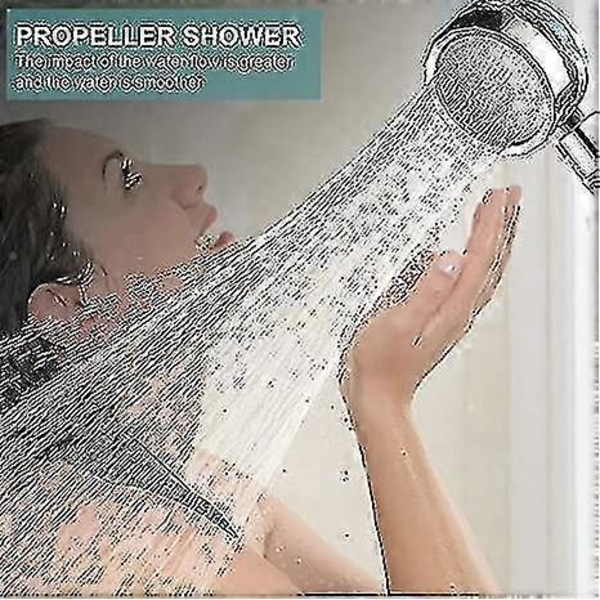 Turboladdat Handhållet Duschhuvud, Propellerdrivna Duschhuvuden, Högt Vattentryck Vattenbesparande, med Pausknapp, 360 Graders Rotation (röd)