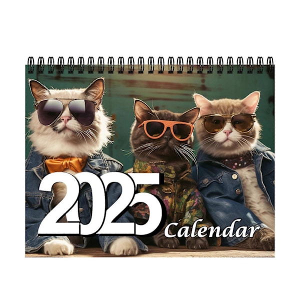 2025 Stilfulla Kattkalender, 12-månaderskalender, Söt Kattkalender, Kalender 2025