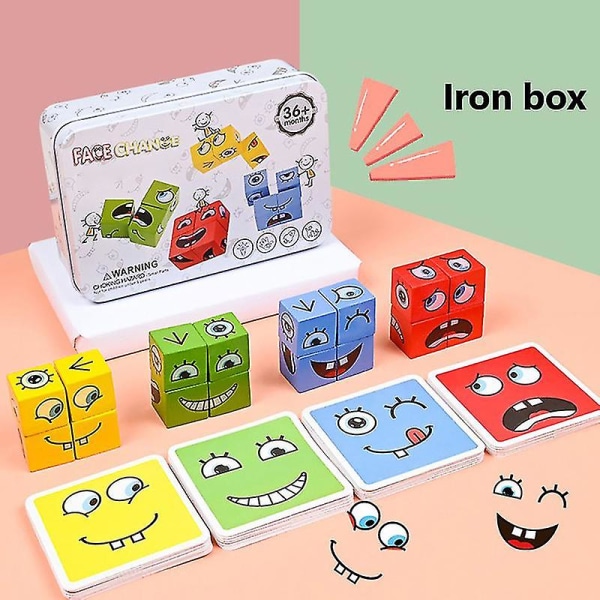 Pædagogisk legetøj til børn Følelsesændringer Udtryk Puslespil Terningbordspil (baifus)