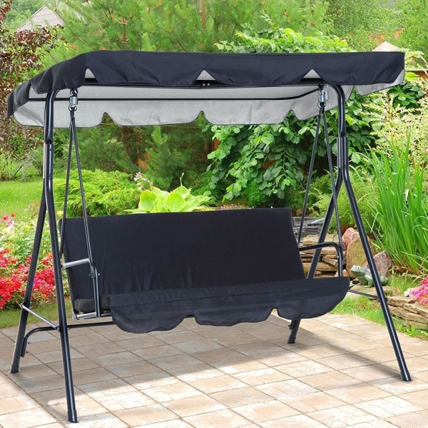 Swing Chair Canopy Ersättning, Vattentät/UV, Cover Patio Hängmatta Canopy Top Garden Outdoor, Silver Coating, Mått: 164 x 114 x 15 cm
