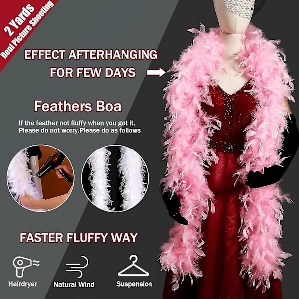 40 Gram, 1,8 meter Lang Fjærboa, Flott For Fest, Bryllup, Halloween pink