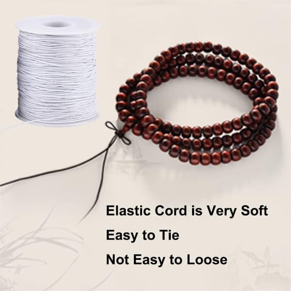Elastisk tråd for armbånd, 1 mm x 100 meter sterk elastisk snor for smykkefremstilling, halskjeder, perler - V svart og hvit