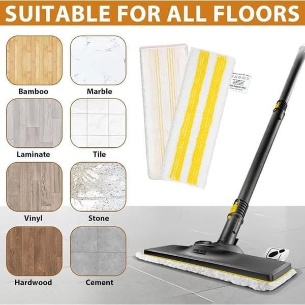Erstatningsklude til Karcher Easyfix SC1 til SC5, sæt med 6, mikrofiberhætter til damprensere, moppetilbehør