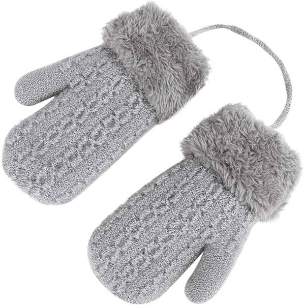 Magiska stretchvantar för småbarn, tjockt plyschfodrade, vintervantar i stickad ull för babypojkar och flickor, varma, fluffiga, helfingervantar, vintervantar för skidåkning, 0-6 år