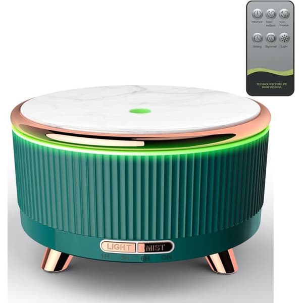 Aromadiffuser, stor kapacitet 500 ml luftfugter, ultralyds æterisk oliediffuser, smaragdgrøn