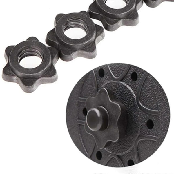 4 kpl 25 mm Käsipainon Tanko Lukko Kierrelukko Mutteri Liukumaton Spin-Lock Panta Black