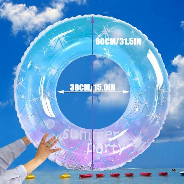 Uppblåsbara Ringar för Vuxna Cool Sommar Stor Vatten Uppblåsbar Gummistjärnhimmel Poolring med Paljetter Strandringar Flytleksaker -GSL C