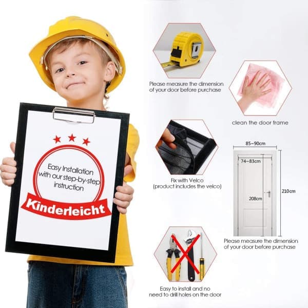 CDQ Magnetisk dörr för myggnät 120x210 cm, vit