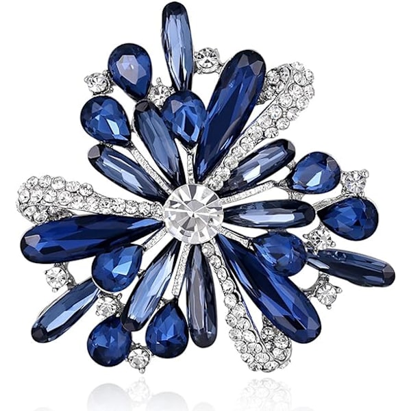Vintage Diamant Brosche til Kvinder - Elegant Simuleret Krystal Brosche - Blå