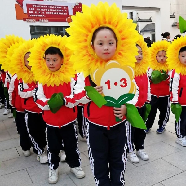 Sjove solsikke hovedbeklædning Performance Kostume Rekvisit Til Dansefest Festival Børnefest