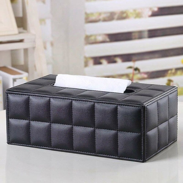 Crday Rectangular Leather Tissue Box For Home/office/car (black) Gift