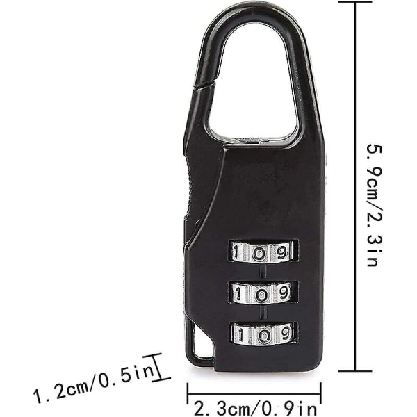6 3-sifret Mini Hengelås Tilbakestillbar Kombinasjonslås Reise Lås Sink Legering Crday Gave