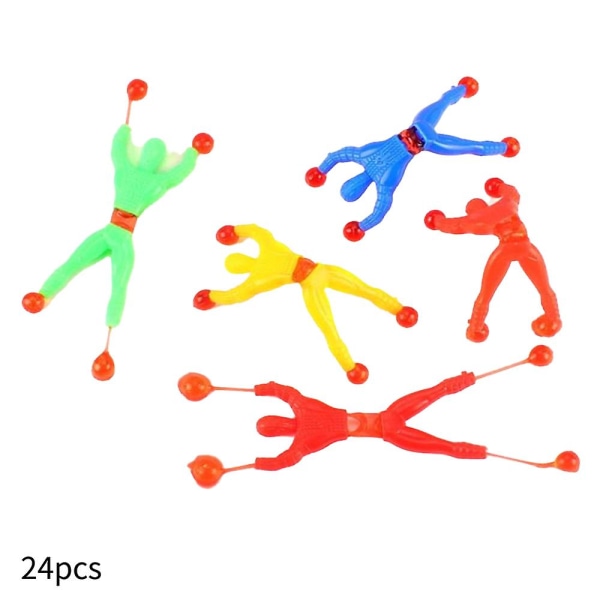 24 stk Veggklatrer menn Elastisk klebrig vinduskryp Flerfarget rullende actionfigur leker for barn Fest favoriserer klasseromspremier