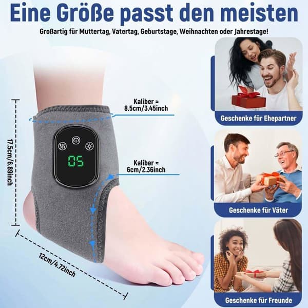 Fotmassasjeapparat – 3-i-1-enhet – 3 moduser og 5 varmenivåer – Sirkulasjonsstimulator – Grå