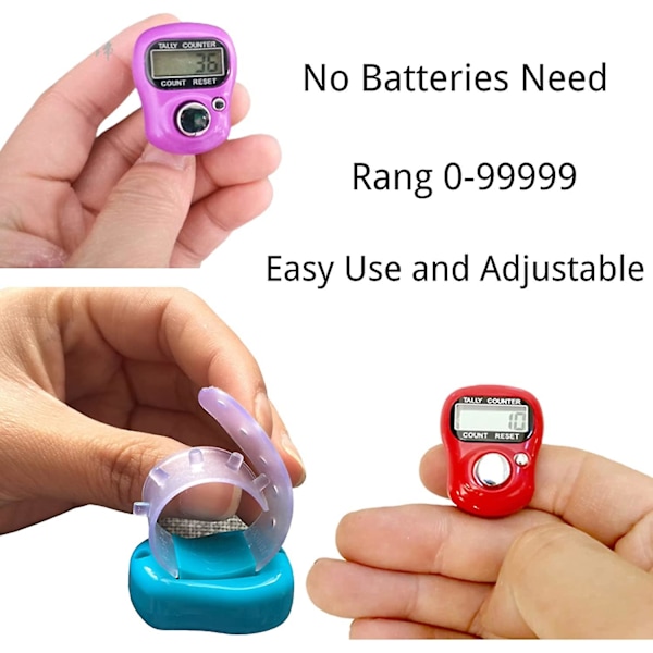 Finger Counter Clickers, 5-pack Återställbara Handräknare