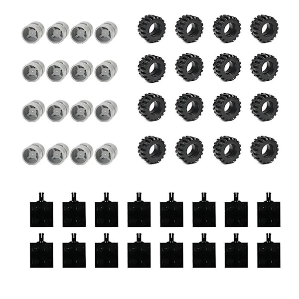 48 kpl Mini Wheel Axles -paketti Block Car -tarvikkeet Rengasnapa Classic Building Bricks Lapset Diy Lelut Palikat Lapsille