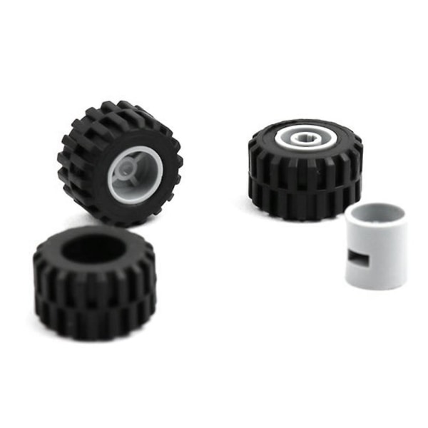 48 st Mini Hjul Axlar Pack Block Bil Tillbehör Däck Nav Klassiska Byggstenar Barn Diy Leksaker Block För Barn