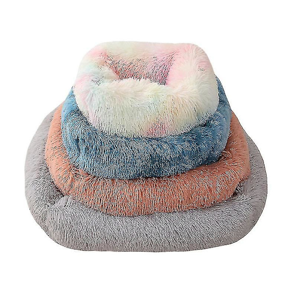 Varmt Fleece Rundt Kattebur Hus Langt Plysj Vinter Kæledyr Kattesenge Til Mellemstore Store Hunde Katte Blød Sofa Pude Måtter