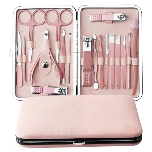 Professionelt Manicure- og Pedicure-sæt - Rustfrit Stål - 18 i 1 - Bærbart - Neglesaks