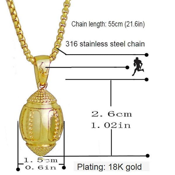 Livfulla Rugbyboll Hängen Smycken Sprots Halsband Rugby Rostfritt Stål Halsband För Män Amerikanska Tyg Tillbehör Sport Smycken