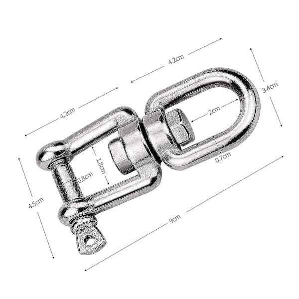 2 stk. M8 rustfrit stål dobbelt ended drejelig øje krog øje og gaffel drejelig shackle ring forbindelse til hængende gynge sandbag stol
