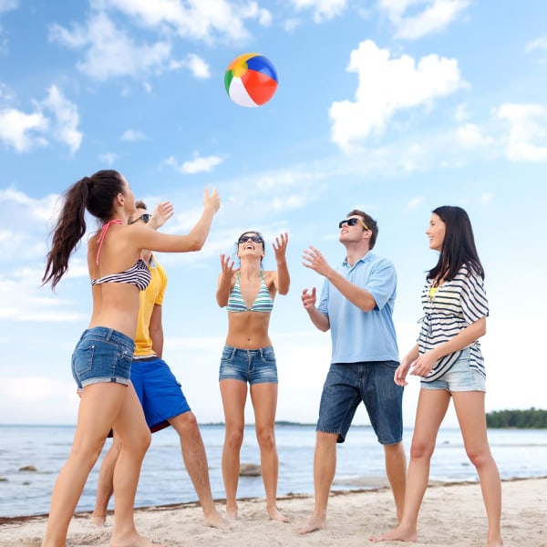 Strandballer Oppblåsbare strandleker Rainbow Beach Ball Bulk for Familie Svømmebasseng Strandfest Sommerspill