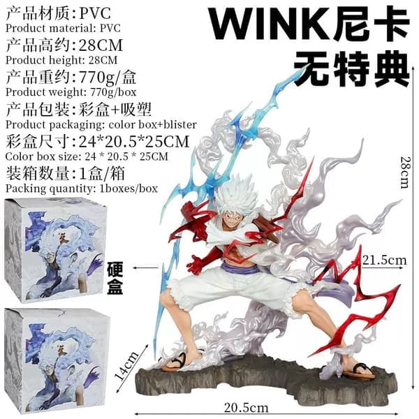 One Piece Gear 5 Nika Luffy Wink Lightning Grip Figur Anime Model Gave Nika