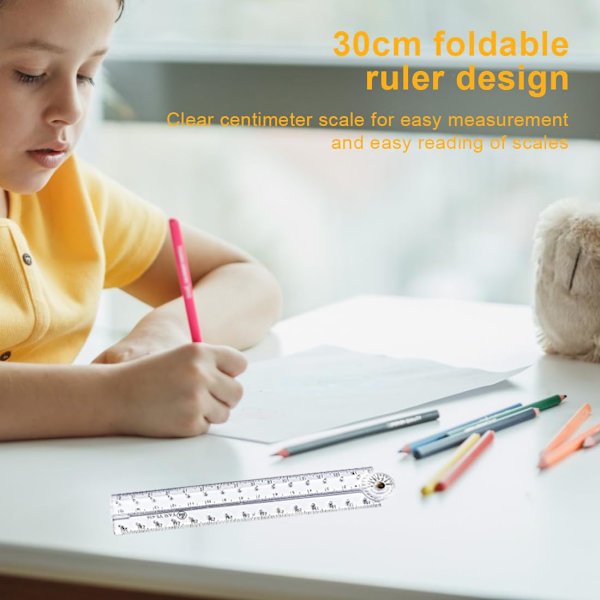 3 st vikbara linjaler, skrivlinjal vikbar transparent rak linjal böjlig geometrisk linjal flexibel plastlinjal för skolbarn